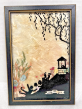 Vintage 1935 Silhouette Picture Jack &amp; Jill  Pressed Flowers 6.5 x 4.5 Inch - $32.18