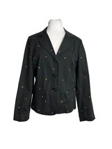 Rafaella Womens Size 12 Blazer Jacket Black Embroidered Mulit Color Polk... - £11.84 GBP