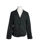 Rafaella Womens Size 12 Blazer Jacket Black Embroidered Mulit Color Polk... - £11.76 GBP