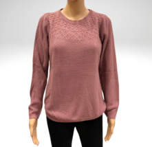 Mauve Pink Mixed Knit Crewneck Pullover Sweater Womens Medium Croft Barrow - £11.62 GBP