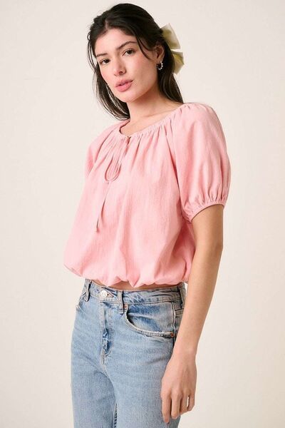 Mittoshop Linen Two-Way Short Sleeve Crop Blouse Item image 5