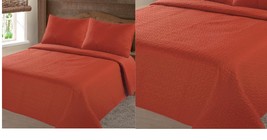 NENA SOLID CLOSOUT QUILT BEDDING BEDSPREAD COVERLET PILLOW CASES SET ORANGE - $1,099.57 MXN
