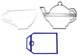 Tea Time Cup Pot Brew Bag English Tradition Set Of 3 Cookie Cutters USA PR1178 - £5.60 GBP