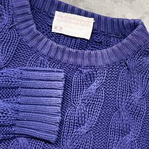 Lord Jeff Mens Cable Knit Sweater 100% Cotton Purple Crew Neck Pullover - $580.58 MXN
