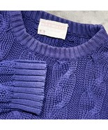 Lord Jeff Mens Cable Knit Sweater 100% Cotton Purple Crew Neck Pullover - $579.01 MXN