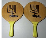 Vintage Pair of Israel Menorah Wood Paddle Ball Judaica Judaism  - $24.74