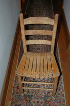 Vintage Wood Slat Seat Chair Ladder Back - $89.99