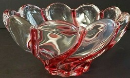 Mikasa Red Peppermint Swirl Candy Bowl Red and Clear Crystal Germany NWT - £20.23 GBP