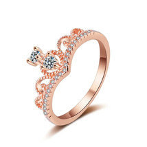 Dainty Rose Gold Tiara Stimulated CZ Diamond Ring Size 6 - $5.93