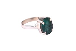 Natural Emerald 4 Prong 925 Sterling Silver Handmade Engagement Ring RS-1446 - £43.06 GBP