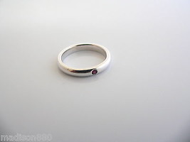 Tiffany &amp; Co Silver Peretti Ruby Ring Stacking Gemstone Band Sz 5 Gift Love - £210.26 GBP