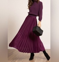 Lucy Paris Pleated Skirt Midi A-line High Waist - £43.99 GBP