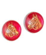Vintage Horse Bridle Rosettes Red English Horse Head HA Chapman - $29.99