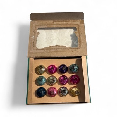 12 Shiny Brite Box Vintage Christmas Ornaments Small Solid Assorted Colors Item image 3