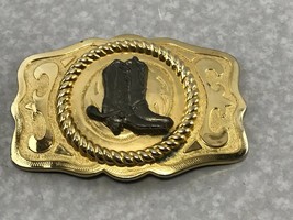Vintage Western Rope Frame Belt Buckle 3D Cowboy Boots Spurs KG CR17 - £34.95 GBP