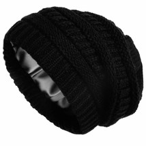 Winter Knit Beanie Hat For Women Men Satin Lined Cable Thick Slouchy War... - £25.05 GBP