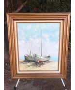 MICHEAL ORTIZ Mid Century Seascape Oil on Canvas Signed Original "Two Bo... - $249.48