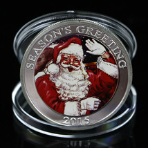 Silver Plated Merry Christmas Santa Claus Commemorative Coin Collection A45166 - £23.13 GBP