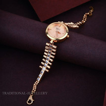 New Designer Exclusive 18K 75% Rose Gold Women Girl Wrist Watch CZ Studded 13 - £2,314.30 GBP
