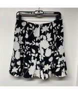 Banana Republic Womens Black White Floral A Line Trumpet Knee Length Ski... - $21.78