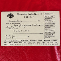 Champaign IL I.O.O.F. Odd Fellows Meeting Notice on 1 Cent Jefferson Pos... - £5.88 GBP