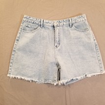 Jean Shorts Womens 34 Denim Distressed Cut Off Frayed Light Wash High Wa... - $18.94