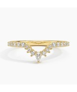 Aarani Pear and Round Shape Moissanite Diamond Band Ring / Luxe Lunette ... - $111.00