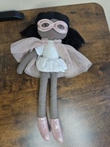 Linen Plush Superhero Cotton Doll African American Girl Power Creative Co-Op - $11.29