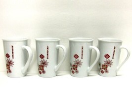 STARBUCKS COFFEE COMPANY LOT (4) 12 oz TALL WHITE HOLIDAY FLORAL CUPS/MUGS  - $42.38