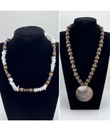 LOT of 2 shell &amp; wood necklaces costume fashion jewelry - $33.95 CAD