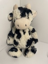 Jellycat Bashful Cow 12&quot; Soft Floppy Plush Black White Stuffed Animal Stuffed - £11.37 GBP