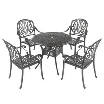 5PCS Outdoor Furniture Dining Table Set All-Weather Cast Aluminum - £386.67 GBP