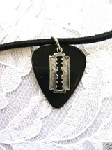 SOLID BLACK GUITAR PICK and SMALL RAZOR BLADE PEWTER CHARM PENDANT ADJ N... - $5.49 SOLID BLACK GUITAR PICK and SMALL RAZOR BLADE PEWTER CHARM PENDANT ADJ N... - $5.49