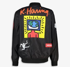 Keith Haring x Members Only Jacket Mens L Graffiti Black Tokyo Pop Bomber Art - £38.91 GBP