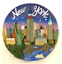 Rare Vintage Ceramic New York City 7.5” Souvenir 3D Wall Plate Pre Owned - £23.26 GBP