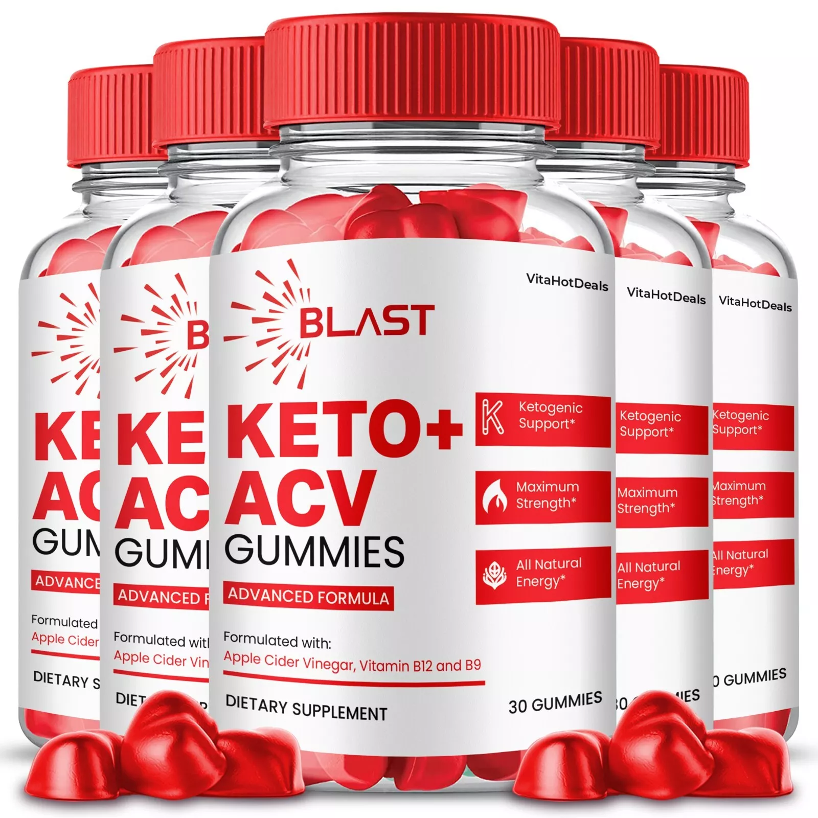 Blast Keto ACV Gummies for Daily Support and Energy Boost 5 Pack - $117.50