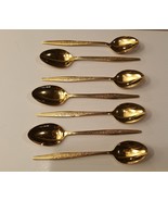 7 teaspoons Vtg Carlyle Silver Golden Bouquet Gold Electroplate Used - £8.28 GBP
