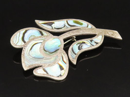 TAXCO 925 Sterling Silver - Vintage Inlaid Abalone Flower Brooch Pin - BP9679 - £67.08 GBP