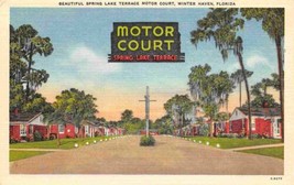 Spring Lake Terrace Motor Court Motel US 17 Winter Haven Florida linen postcard - £5.06 GBP