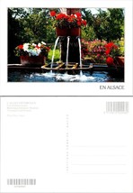 France Grand Est Haut-Rhin Alsace Red White Flowers Fountain UNP Postcard - $9.40