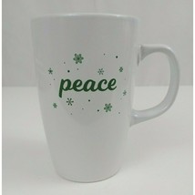 IQ Accessories White 5.25&quot;  Christmas Coffee Cup With Green Peace &amp; Snow... - $9.69