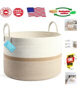 Spacious Cotton Rope Basket – Boho Decorative Bin for Living Room &amp; Nursery - $1,107.60 MXN