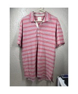 Billy Reid Shirt Mens Red Blue Striped Short Sleeve Polo Shirt Size XXL - $818.55 MXN