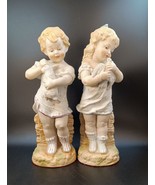 Two Vintage 13&quot; Bisques : Girl w Rabbit &amp; Girl w Dove, EUC &amp; HTF      OBO - $2,246.41 MXN