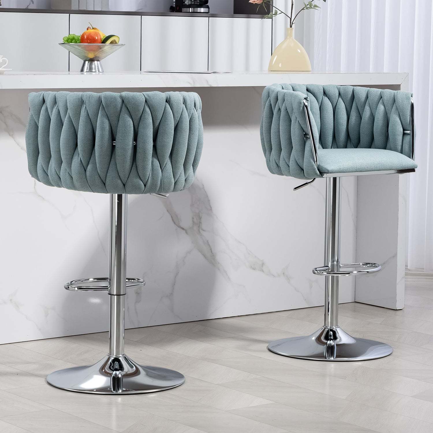 Blue Swivel Bar Stools (Set of 2) - Adjustable Item image 7