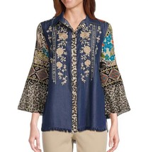 John Mark women&#39;s embroidered button front top for women - $116.00