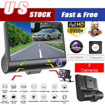 1080P 4&quot; Dual Lens Hd Car Dvr Rearview Video Dash Cam Recorder Camera G-Sensor - £34.60 GBP