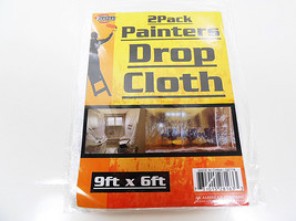 2 Drop Cloths Plastic Painting Cloth 9&#39;x6&#39; Painters Clear Table Cover For Paint - £6.13 GBP