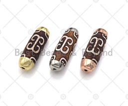 16x39mm Large Natural Tibetan Agate Barrel Shape Spacer Beads, Gold/Silver/Rose - $4.50