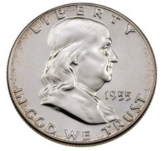 1955 50C Franklin Demi Dollar En Gem Preuve État, Excellent Oeil Appeal - $94.44